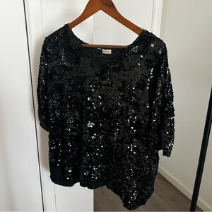 Chic Black Sequin Blouse